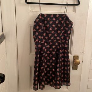 Alice + Olivia Black Rose Printed Silk Slip Dress